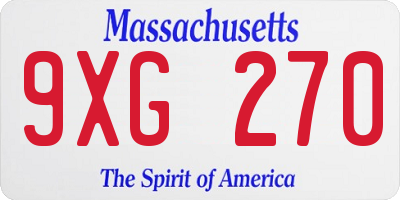MA license plate 9XG270