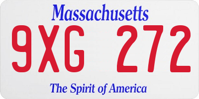 MA license plate 9XG272