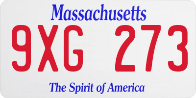 MA license plate 9XG273