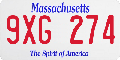 MA license plate 9XG274