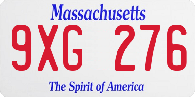 MA license plate 9XG276