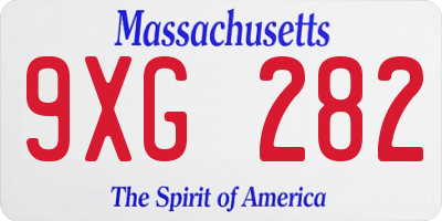 MA license plate 9XG282