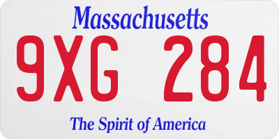 MA license plate 9XG284