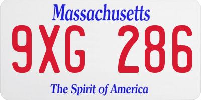 MA license plate 9XG286