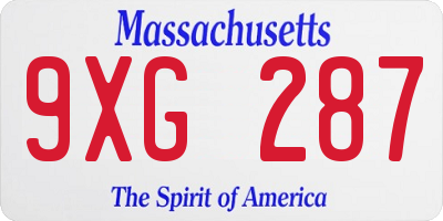 MA license plate 9XG287