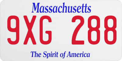 MA license plate 9XG288