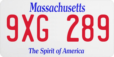 MA license plate 9XG289