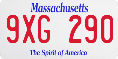 MA license plate 9XG290