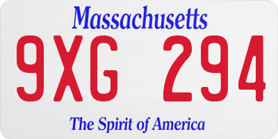 MA license plate 9XG294