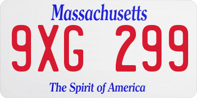 MA license plate 9XG299