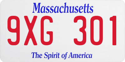 MA license plate 9XG301