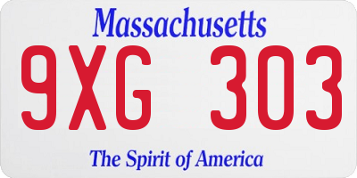 MA license plate 9XG303