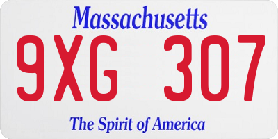 MA license plate 9XG307