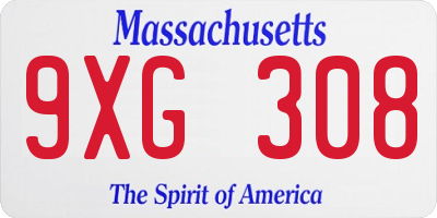 MA license plate 9XG308