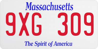 MA license plate 9XG309