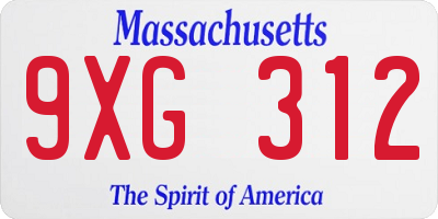 MA license plate 9XG312