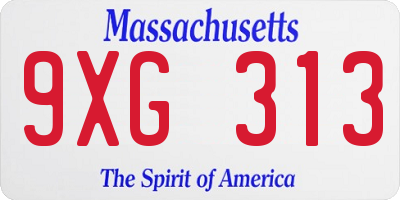MA license plate 9XG313
