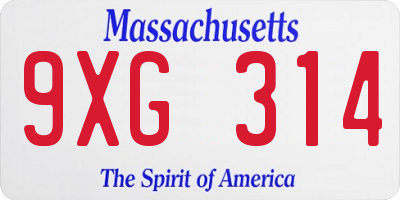 MA license plate 9XG314