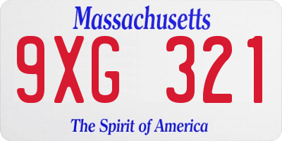 MA license plate 9XG321