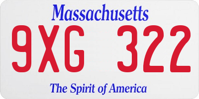 MA license plate 9XG322