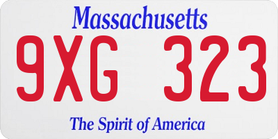 MA license plate 9XG323