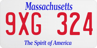 MA license plate 9XG324
