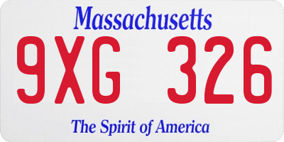 MA license plate 9XG326