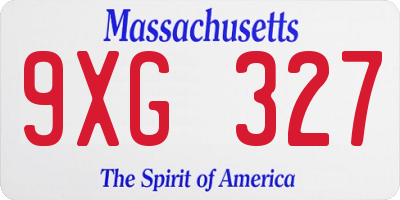 MA license plate 9XG327