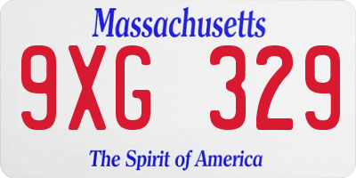 MA license plate 9XG329