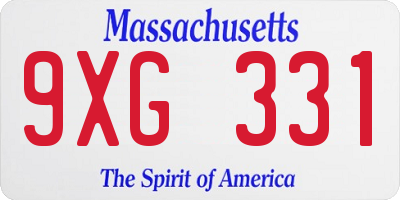 MA license plate 9XG331