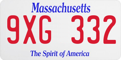 MA license plate 9XG332