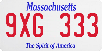 MA license plate 9XG333