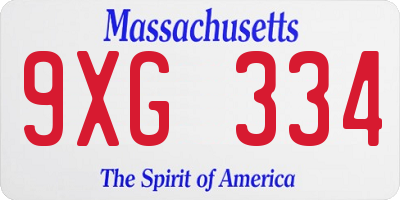 MA license plate 9XG334