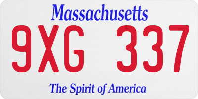 MA license plate 9XG337