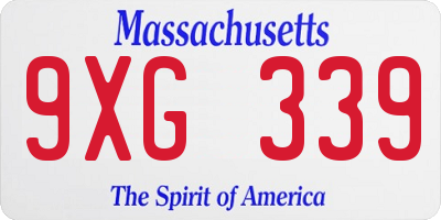 MA license plate 9XG339