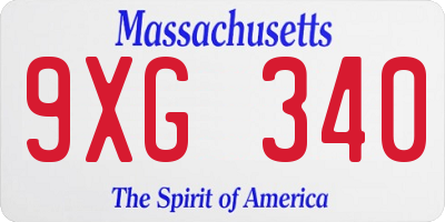 MA license plate 9XG340