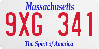 MA license plate 9XG341