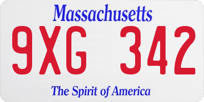 MA license plate 9XG342