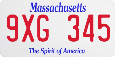 MA license plate 9XG345