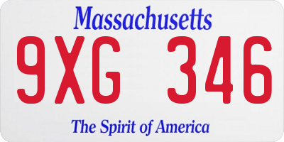 MA license plate 9XG346