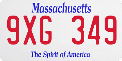 MA license plate 9XG349