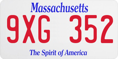 MA license plate 9XG352