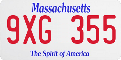 MA license plate 9XG355