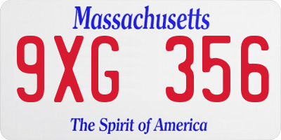 MA license plate 9XG356