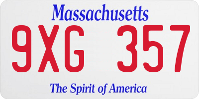 MA license plate 9XG357