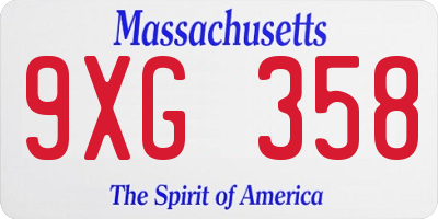 MA license plate 9XG358