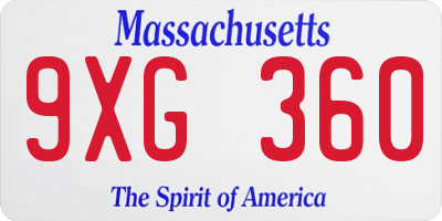 MA license plate 9XG360