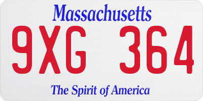 MA license plate 9XG364