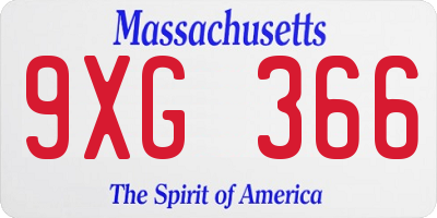 MA license plate 9XG366