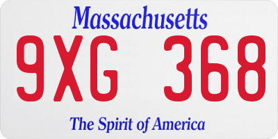 MA license plate 9XG368